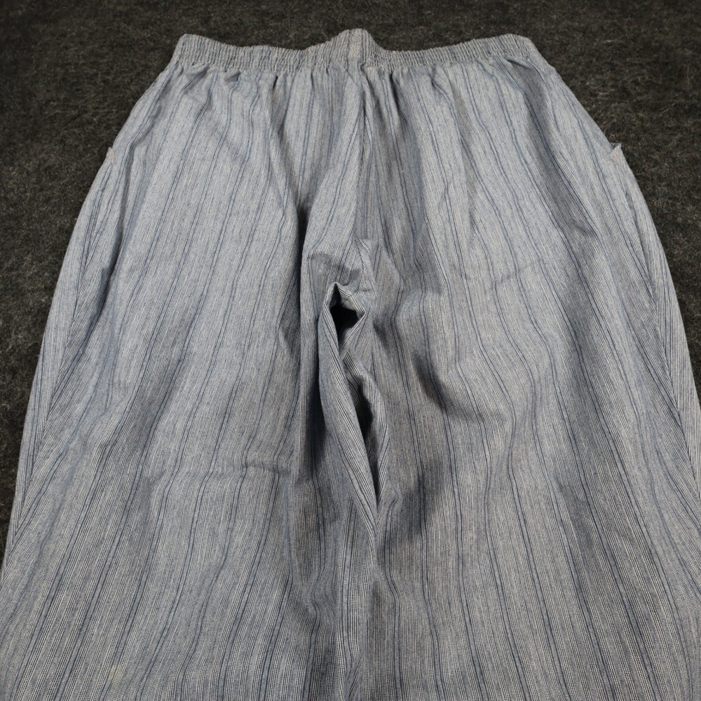 Chic Pull On Pants Womens 14 Petite Blue 100% Cotton Striped Elastic Waist - Picture 9 of 13